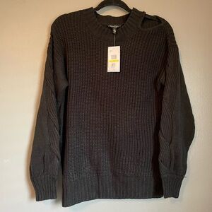 NWT Jessica Simpson Med Black Chunky Knit Sweater Cut-out Shoulder Top Ret $69!